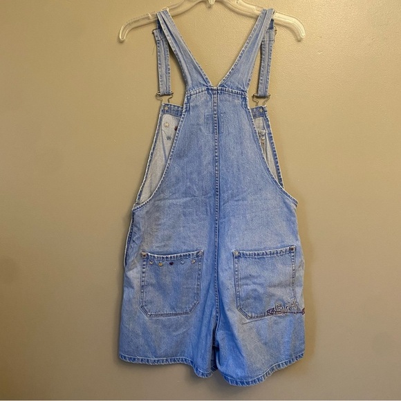 ZARA/Trafaluc Short Overalls Shortalls Denim Embroidered Medium Airplane - Picture 7 of 11